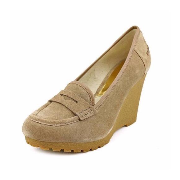 MICHAEL Michael Kors Womens Rory Suede Taupe Loafer Wedge Shoes Size 9.5 NEW - Picture 1 of 12